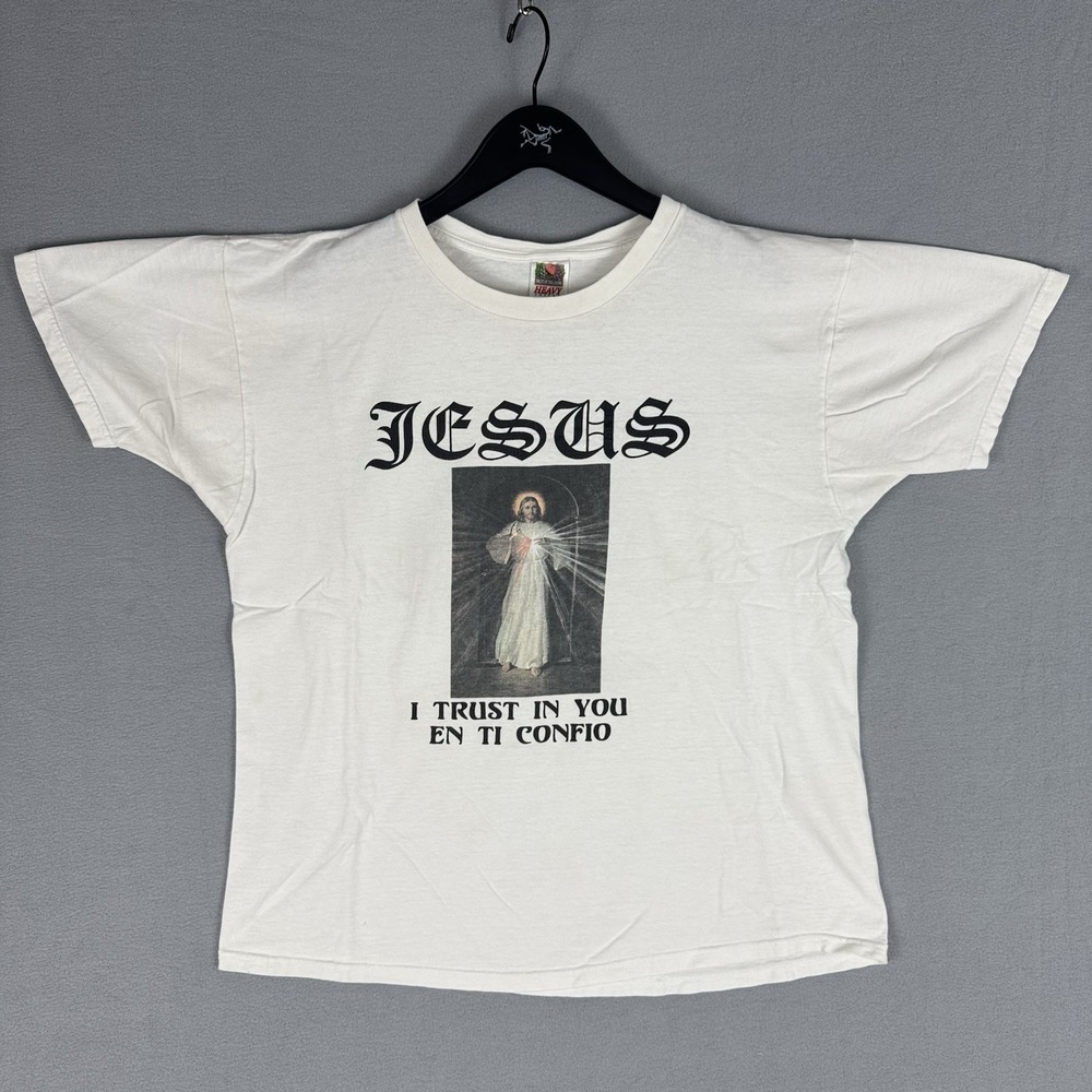 Vintage Jesus Heaven Biblical Spiritual Graphic White T-Shirt Men's XL 90s Y2K